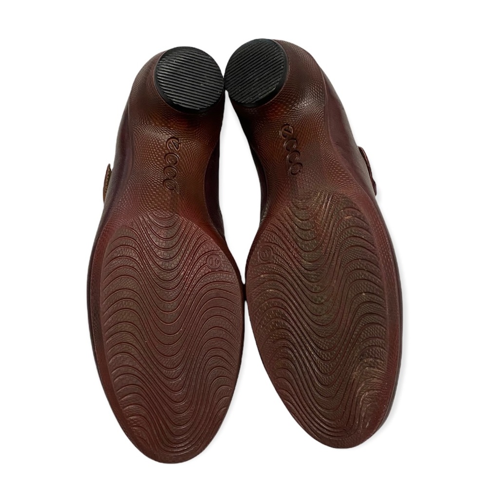 ECCO Maryjanes Sz 40 / 10 Red Burgundy Leather Clogs Strap & Buckle - Picture 10 of 11